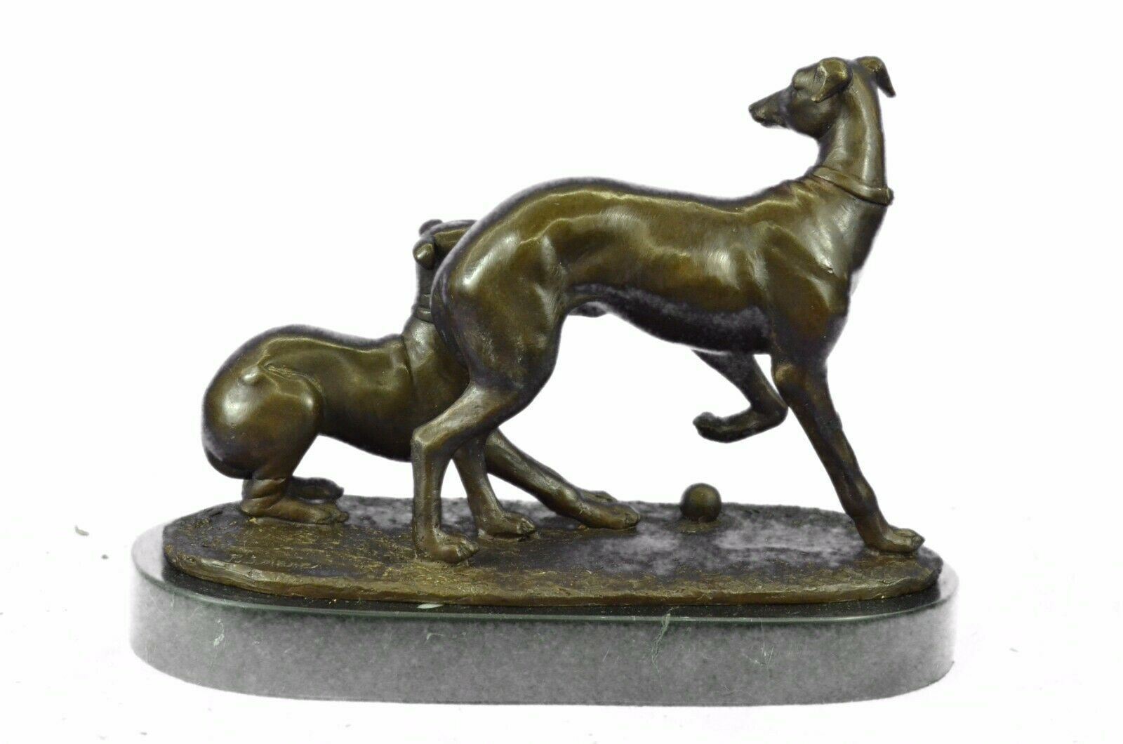 Pj Mene (18101879) "two Greyhounds Playing" Argente And Dore bronze