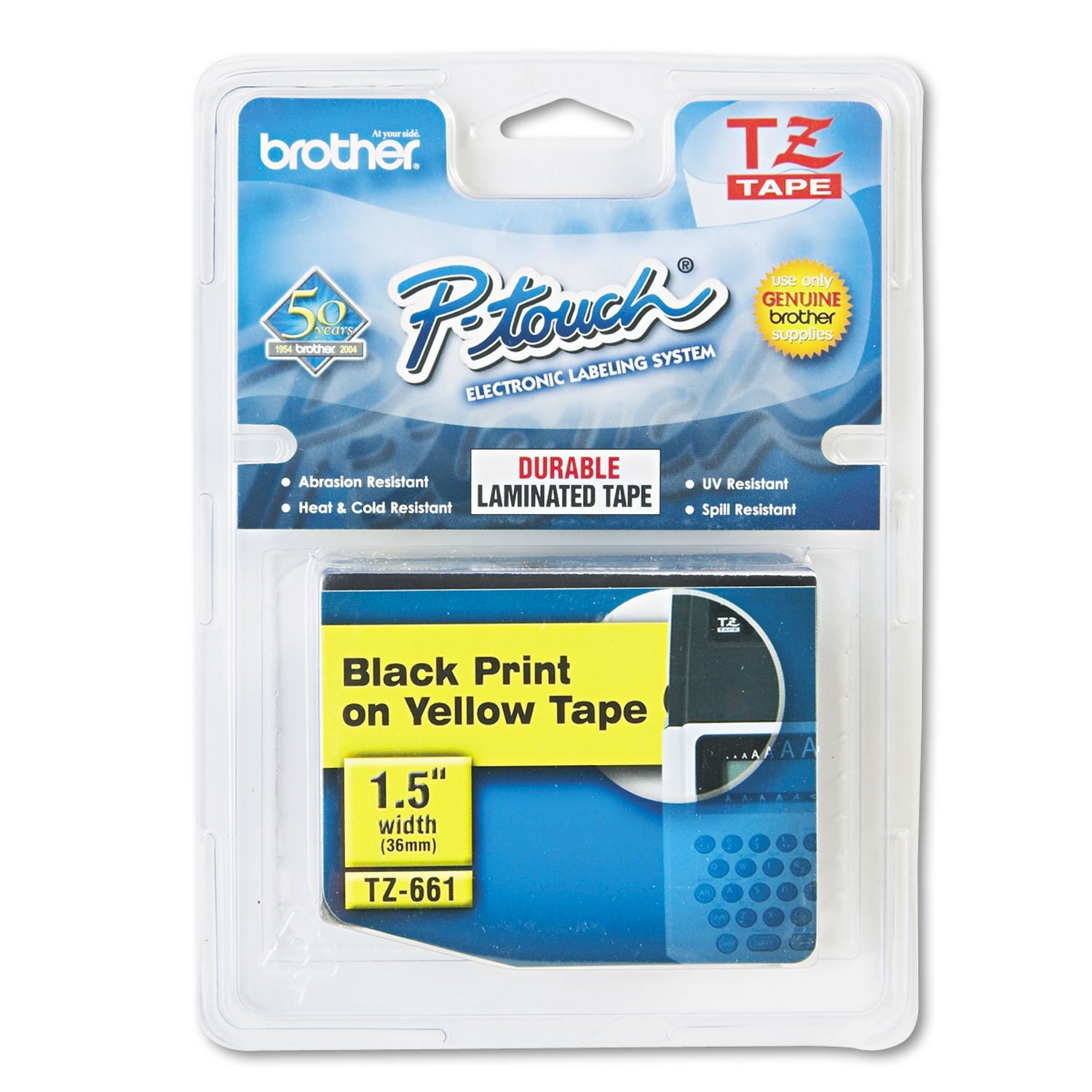 BROTHER Labelling Tape, Black on Yellow, 36 mm 36 mm Black on Yellow