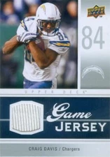 Craig Davis jersey relic football card San Diego Chargers 2009 Uppper Deck #GJCD