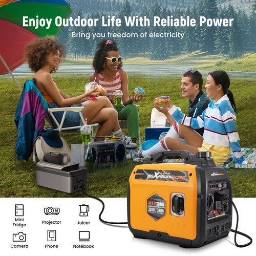 3800 Watt Portable Inverter Generator Gasoline powered Super Quiet for Travel - Picture 4 of 11