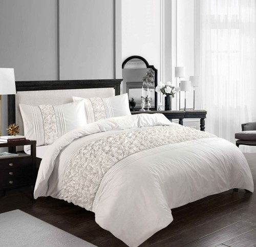Set copripiumone e federa Aurora biancheria da letto di design policotone a pieghe diamantate - Foto 2 di 6