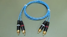 1 Meter 24 AWG RCA Audio Interconnect Cable  Silver Plated Copper Blue