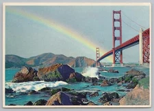 Bridge~Rainbow @ Golden Gate Bridge~Continental Postcard