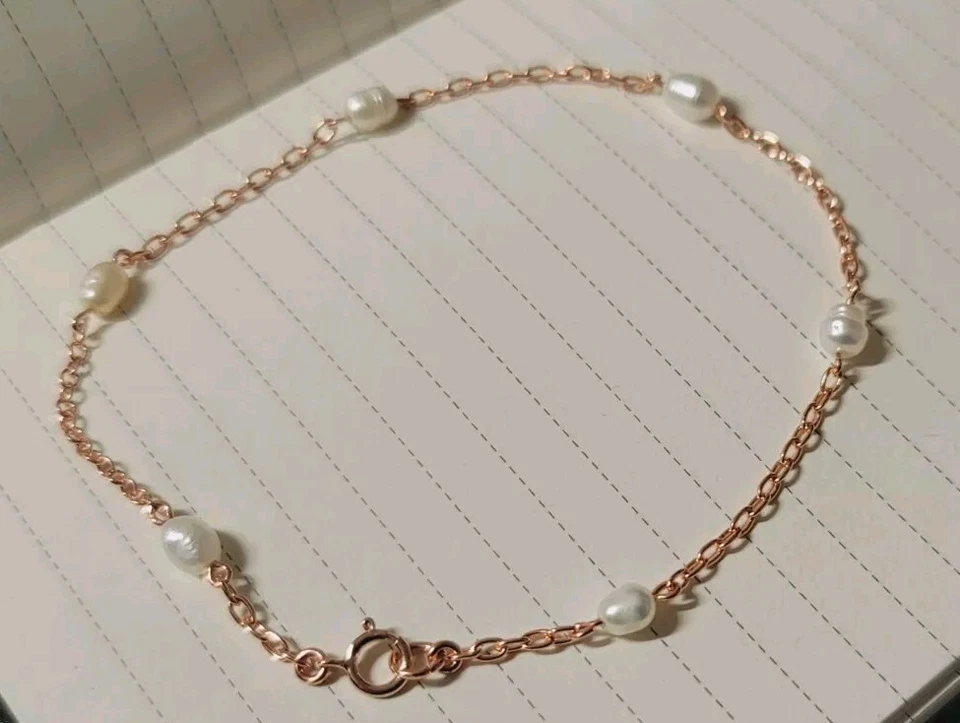 "Gif para abuela tobillera de perlas de cobre macizo r regalo de aniversario pulsera de cobre de 8""" Foto 2 de 2