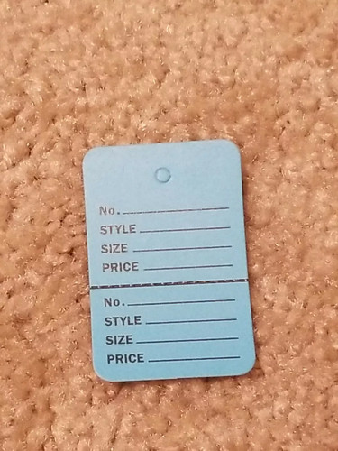 Unstrung Blue Perforated Retail Price Tags 1 1/4 x 1 7/8 1,000 New Consignment