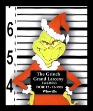 Grinch In Jail For Grand Larceny Behind Bars Christmas Ba Hum Bug Holiday MAGNET