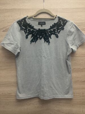 Lost Ink Black lace & grey T shirt - size L