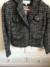 Edina Ronay Tweed Jacket (blue, Black, Beige) - Size Small