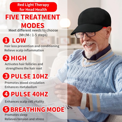 Red Light Therapy Hat 650nm&850nm Hair Loss Treatment Cap Hair Growth Regrowth5j - Picture 8 of 13