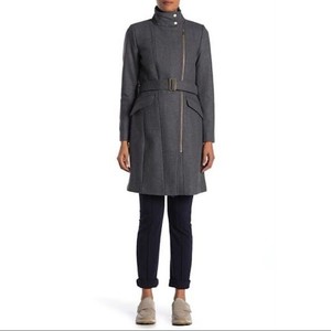 mock neck wool coat