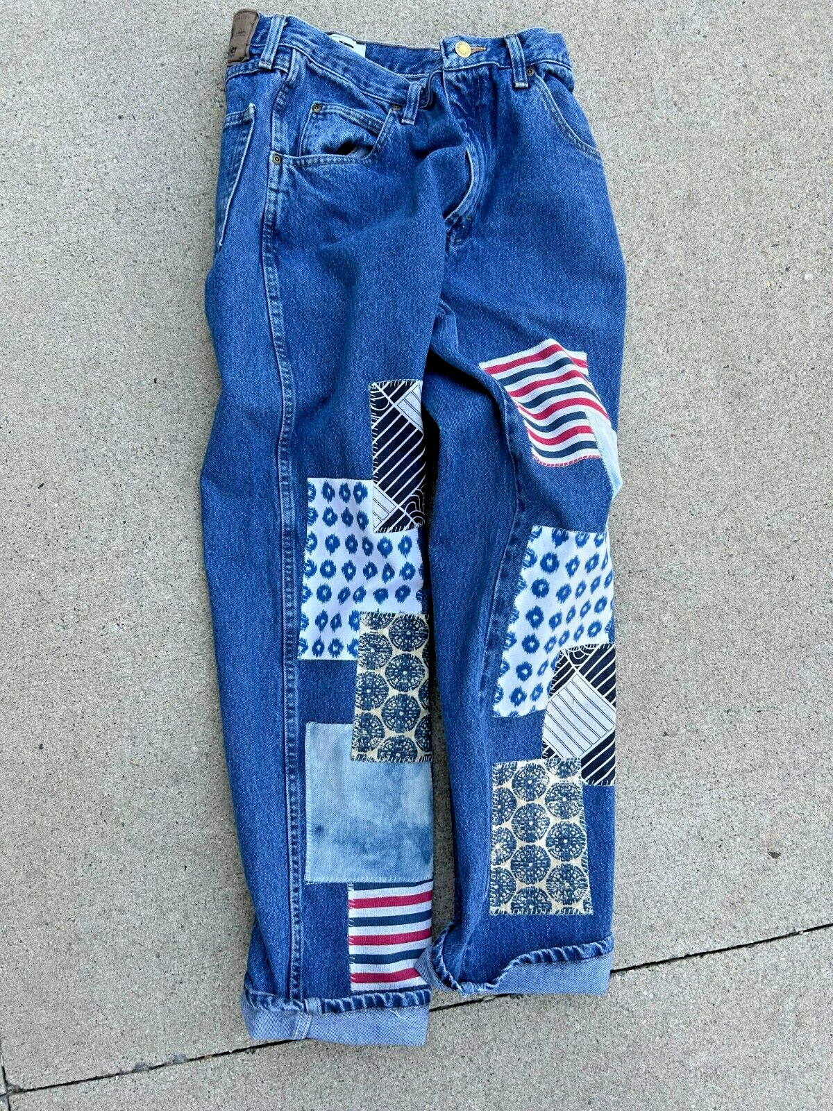 Upcycled Men's Patchwork Stonewashed Blue Jeans S… - image 7
