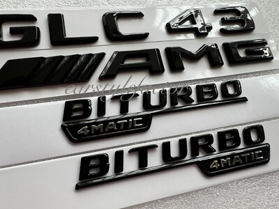 Glanz Schwarz Heck & Seiten Emblem für Mercedes GLC43 AMG BiTurbo 4matic W253 C253