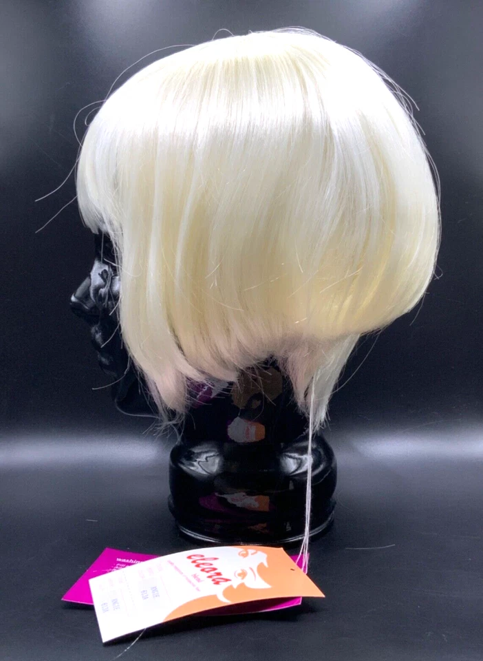 Peluca Bob corta recta con flequillo rubio platino fibra modacrílica pieza de cabello Foto 4 de 4
