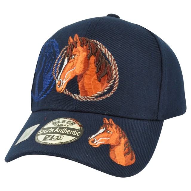 Horse Riding Rodeo Cowboy Mustang Outdoors Country Hat Cap Navy Animal