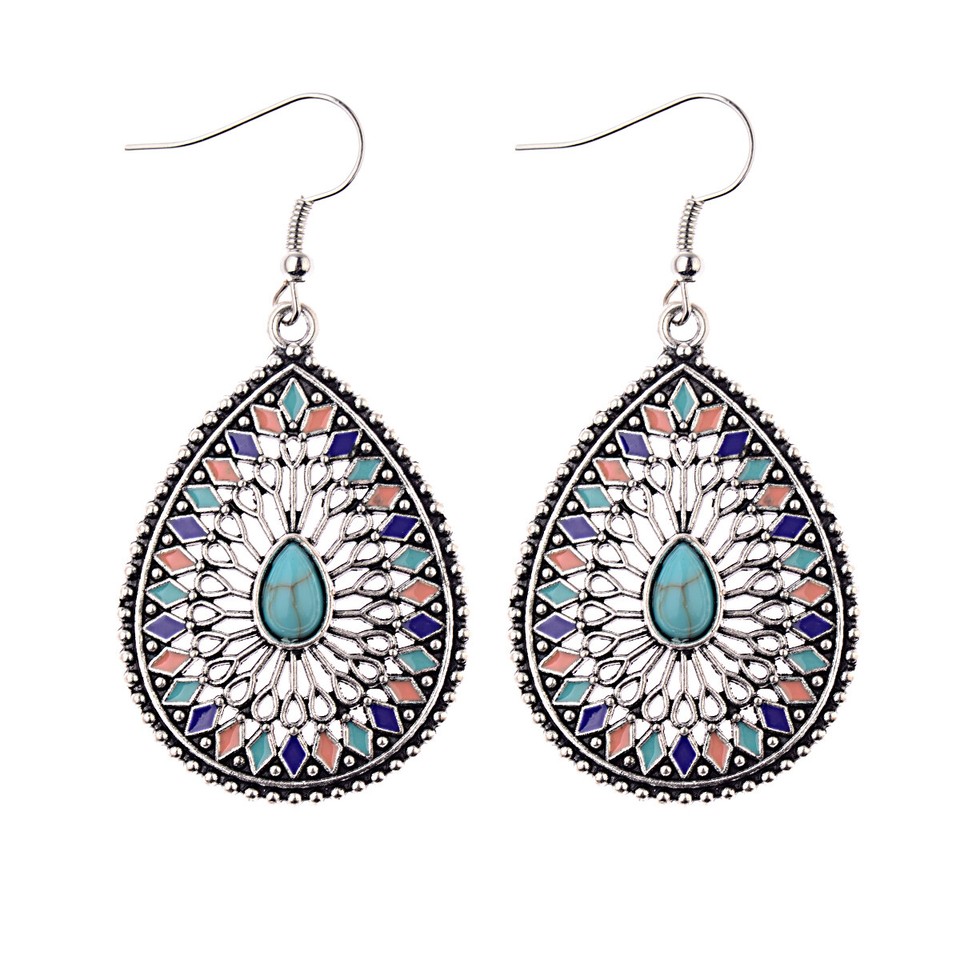 Bohemian Round Water Drop Shape Dangle Earrings