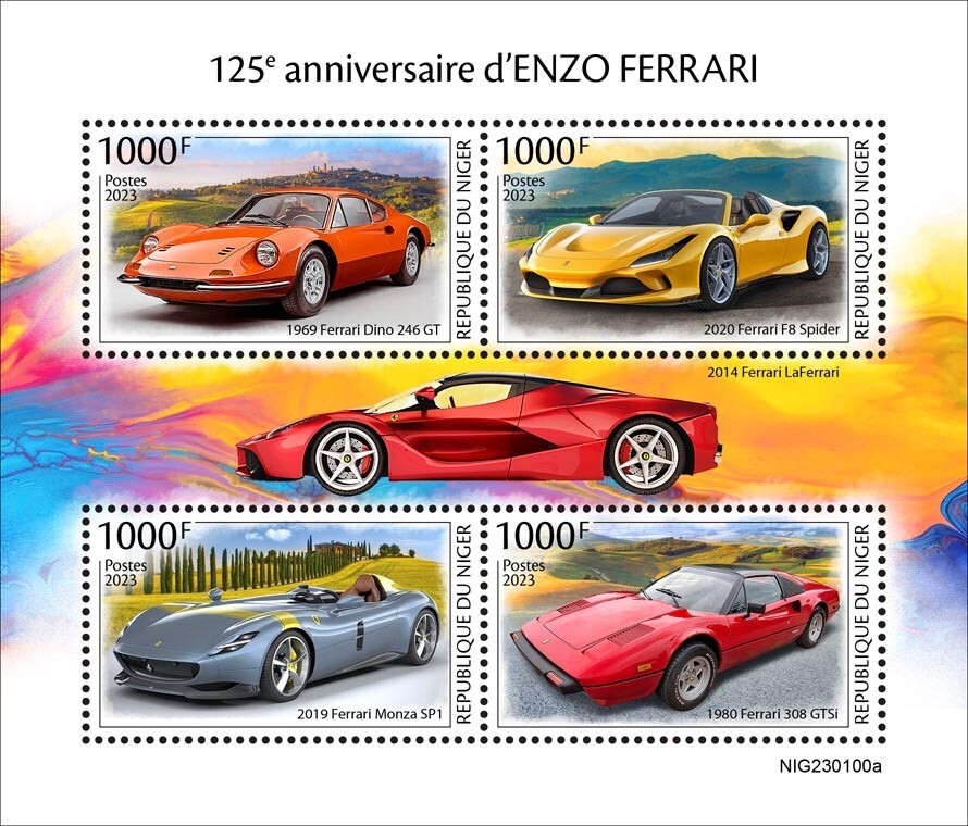 125th Anniversary of Enzo Ferrari Cars MNH Stamps 2023 Niger M/S +