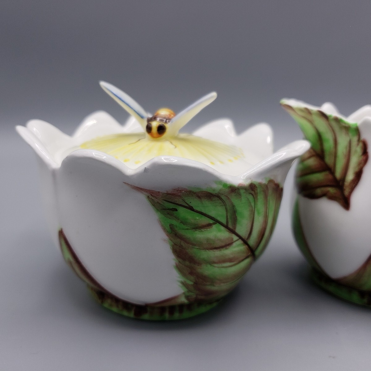 Vintage Lefton Bee Line Creamer & Sugar Set Bumble Bee
