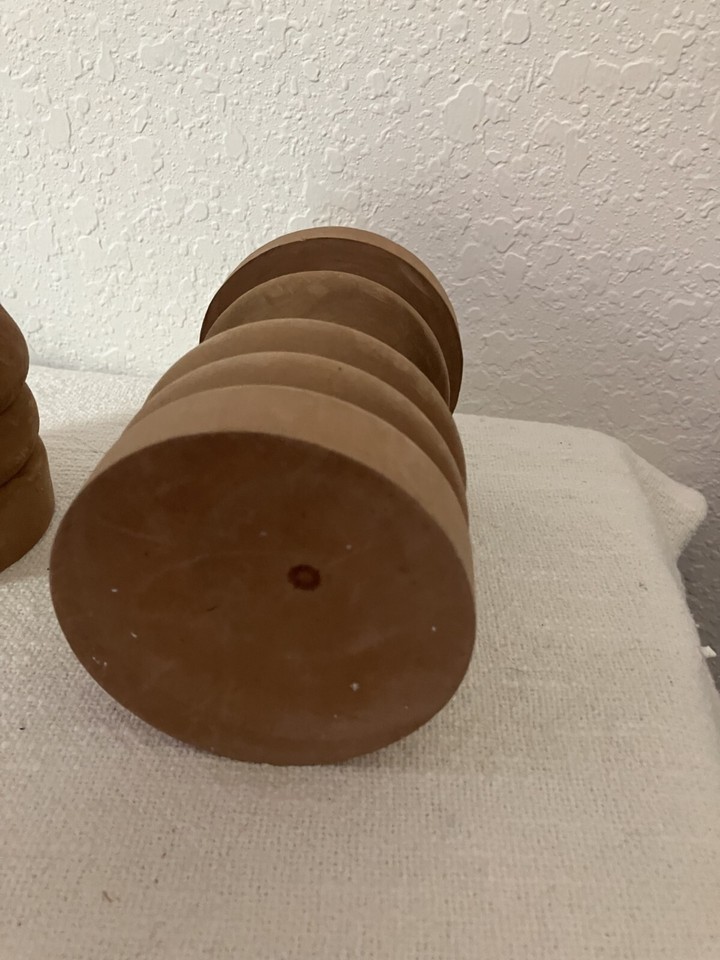 2 Wood Turned 6" tall Candle Holders NEW! eBay