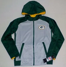 GREEN BAY PACKERS ZIPPERED POLYESTER HOODED SWEATSHIRT HOODIE YOUTH S M L XL NWT