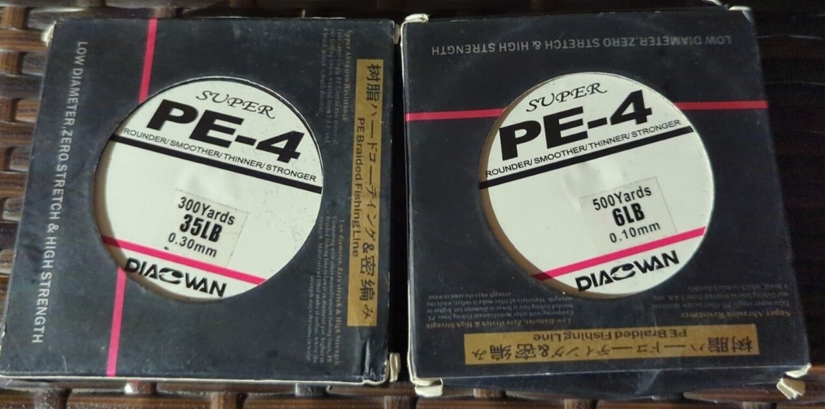 35 lb braided fishing line 2 Pack Super PE-4 Braided Fishing Line 300 yd. 35lb 0.30mm & 500 yd. 6lb.  0.10mm