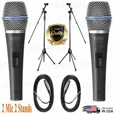 2x EMlC800 Light Aluminum Voice Unidirectional Dynamic Microphone 2x Mic Stand