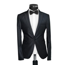 Skinny slim fit men's jacket in black with pattern-wedding-tuxedo-stage-suit