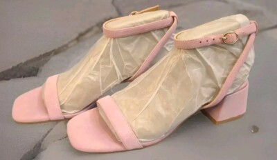 Copper Key Pink Block Heel Sandals Brand New