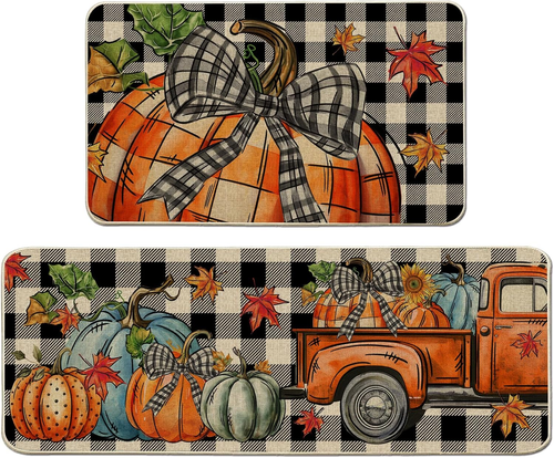 Fall Kitchen Mats, Plaid Farmhouse Truck Fall Kitchen Decor for Floor, Home - Pu - Bild 9 von 12