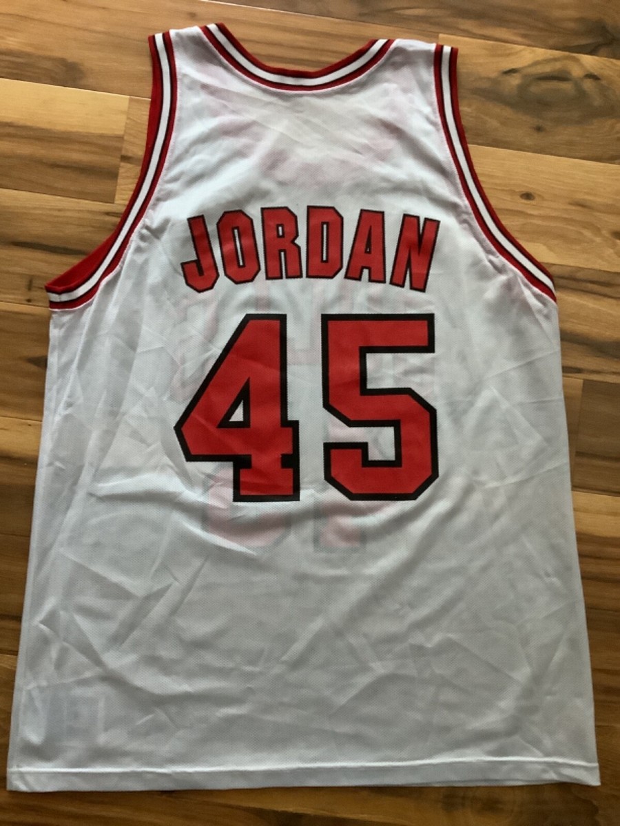 Champion Michael Jordan Chicago Bulls #45 White Screen Print