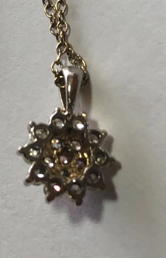 "Collar cadena 18"" relleno de oro fino con estallido estelar de circonio de 0,5""" Foto 2 de 4