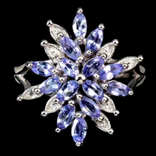 Summer 925 Silver Ring Marquise Tanzanite Natural Gemstone Jewelry Size 8