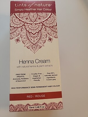 Tints of Nature Henna Cream RED, 2.46 oz. - Semi-Permanent Hair Color- BRAND NEW