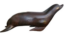 Vintage Hand Carved Ironwood Seal Sea Lion Statue Wood Figure Sculpture Read Des