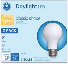 (2 bulbs) GE 31186 LED A2, 5000K Daylight, 13...