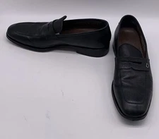 Salvatore Ferragamo black pebbled leather penny loafer sz 7.5 E