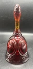 VTG Fenton Red Glass Bell Cadmium Glow Cameo Panel Floral