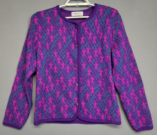 Vintage The Very Little Thing Cardgan Pullover Damen M gekochte Wolle lila rosa - Bild 1 von 11