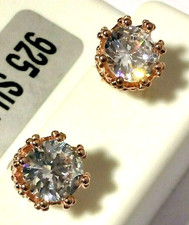 925 STERLING SILVER ROSE GOLD plated Fancy STUD earrings CZ stones