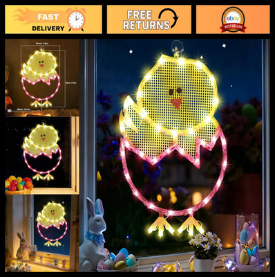40LED Lighted Cartoon Chick Easter Decor - 17'' Warm Glow Window/Mantel Display,