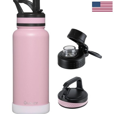 32 oz Double-Walled Sports Water Bottle with 3 Convenient Lids - Lavender Mist