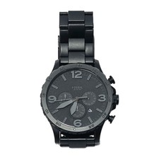 Genuine Fossil Nate JR1401 Men's Black Analog Dial Quartz Watch Engraved 10 ATM