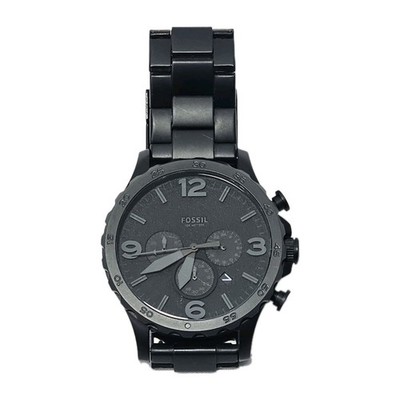 Genuine Fossil Nate JR1401 Men's Black Analog Dial Quartz Watch Engraved 10 ATM