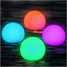 4 Pezzi Lampade Piscina, Palle Luminose per Piscina a LED IP68 con Telecomando, 