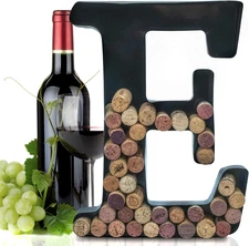 Metal Letter Wine Cork Keepsake Saver & Holder Monogram w/Free Wall Mount Kit A-