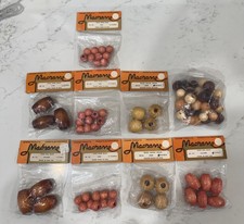 Vintage 70s Wood Macrame Beads, NOS Lot Of 75 beads Made in Taiwan by Amisam Inc