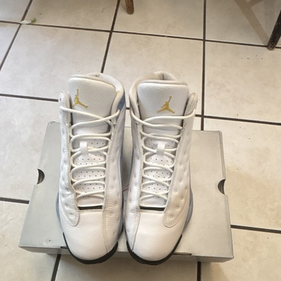 #ad Jordan Air Jordan 13 Men#x27;s Mid Top Leather Lace Up Sneakers White Gray Black $120.00