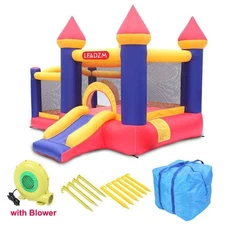 Inflatable Bounce House Blow-Up Jump Bouncy Castle for Kids Play with Air Blower