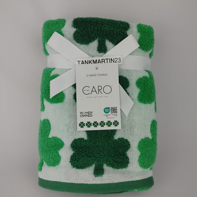 Set of 2 Caro Home Soft Hand Towels Shamrock Irish Green St Patrick Day Lucky C