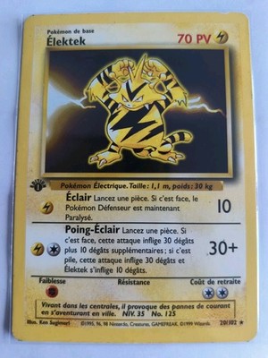 Elektktek 20/102 Rare Edition 1 Base Set 1999 Französisch FR Pokemon Karte    