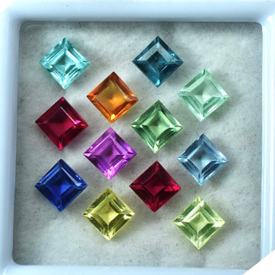 Natural 100 Ct Mix Color Ceylon Sapphire Square Cut 8-10 Pcs Gemstone Lot